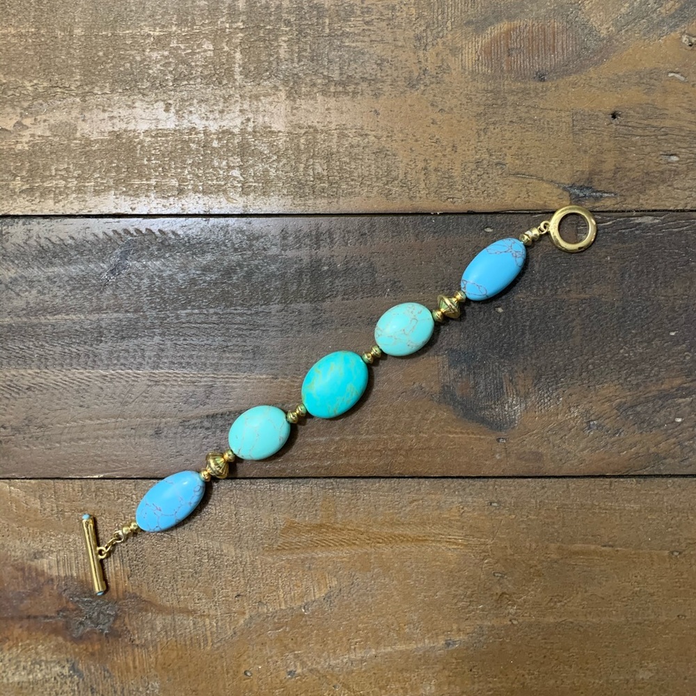 Ralph Lauren Blue/Mint/Green/Gold Marbled Bracelet